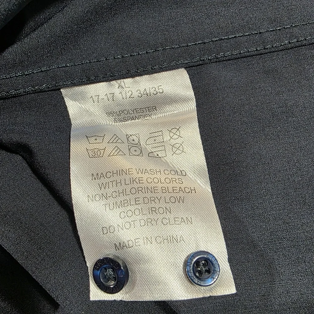 Lucky Brand Men's Sz XL 17/17.5  Navy Blue Button Up Slim Fit 4 Way Stretch - Picture 7 of 9